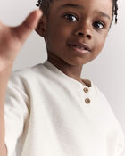 Toddler Boy Short-Sleeve Pocket Henley Tee - Cream, image 2 of 7 slides