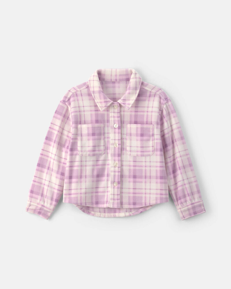 Girls Plaid Fleece Fashion Jacket, image 1 of 3 slides
