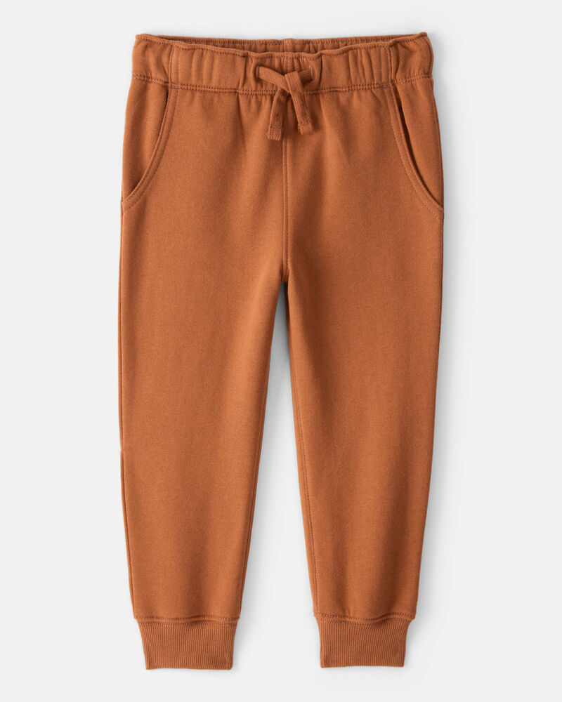 Toddler Boy Solid Fleece Cotton Jogger - Brown, image 1 of 6 slides