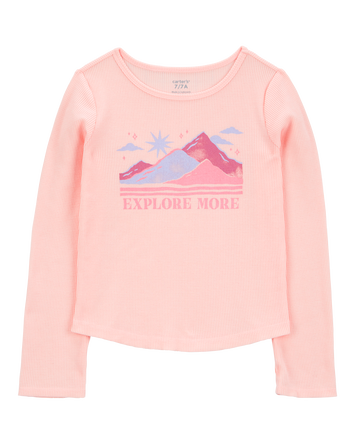 Kid Waffle Knit Long-Sleeve Thermal Tee - Pink, 