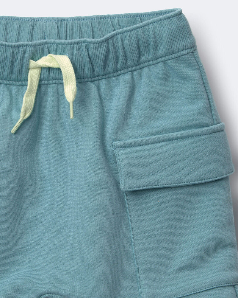 Toddler Boy French Terry Cargo Shorts - Teal, image 6 of 6 slides