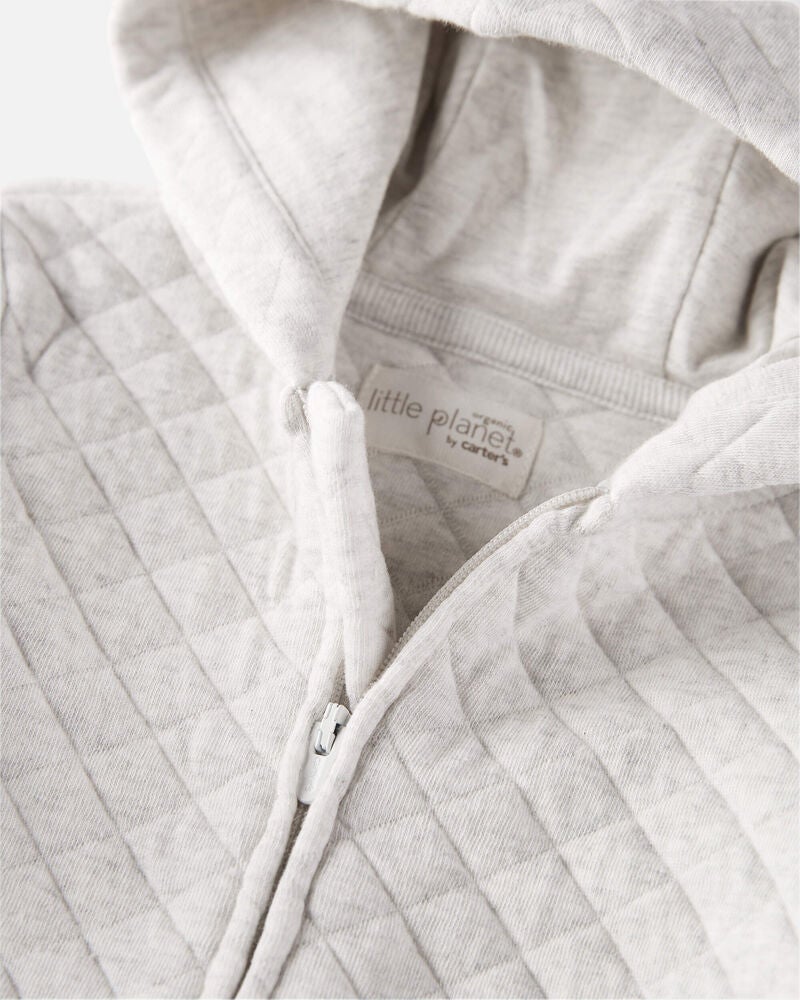 Baby Quilted Double Knit Hooded Jumpsuit Made with Organic Cotton, image 3 of 4 slides