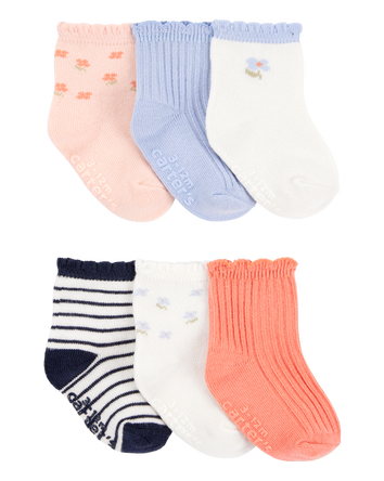 Baby Girl 6-Pack Floral Ruffle Booties, 