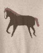 Kids Organic Cotton Horse Sweater Knit Pullover, image 3 of 3 slides