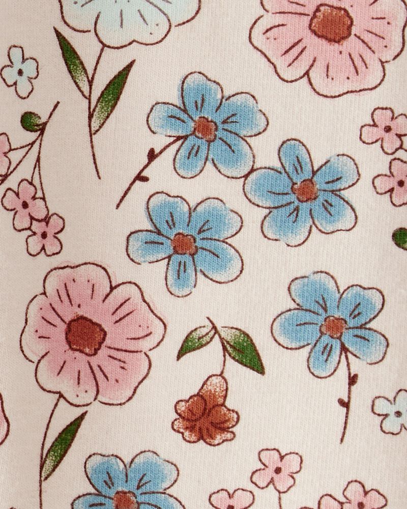 Toddler Girl Floral Pull-On Stretch Leggings - Cream, image 3 of 4 slides