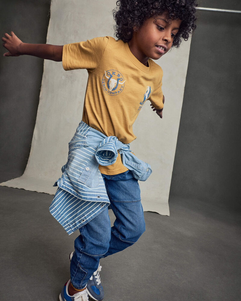 Boys Denim Relaxed Joggers - Medium Wash, image 4 of 7 slides