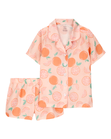 Kid Orange Print Loose Fit 2-Piece Pyjamas - Orange, 