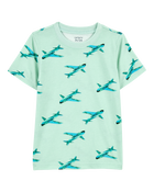 Baby Boy Airplane Print Knit Short-Sleeve Tee - Green, image 1 of 3 slides