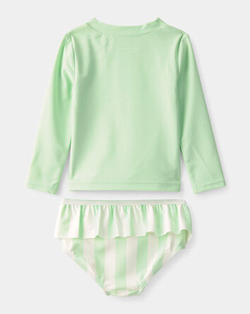 Baby Girl 2-Piece 'Vacay Mode' Rashguard Swimsuit Set - Green, 