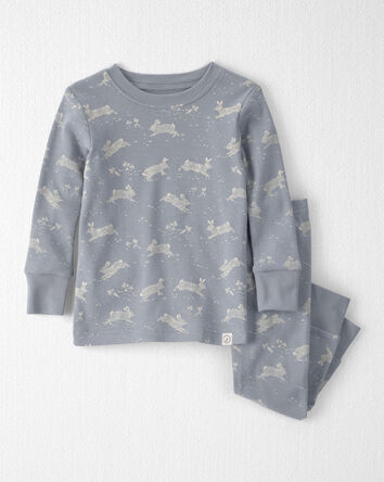 Baby 2-Piece Organic Cotton Pyjama in Blue Bunnies Print, 