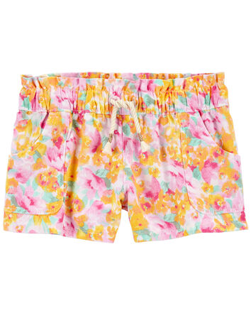 Floral Print Paperbag Twill Shorts
, 