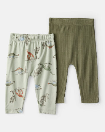 Bébé garçon - Emballage de 2 pantalons à enfiler PurelySoft à imprimé dinosaure – Vert, 