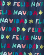 Kids Feliz Navidad' Christmas Fleece Loose Fit Pyjama Bottoms - Navy Blue, image 3 of 4 slides