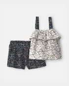 Baby Girl 2-Piece Floral Ruffle Top & Short Set - Black/Cream, image 1 of 4 slides