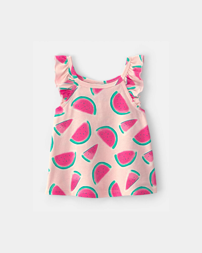 B&eacute;b&eacute; fille - D&eacute;bardeur &agrave; manches volant&eacute;es &agrave; motif melon d&rsquo;eau - Rose, image 1 sur 2 diapositives