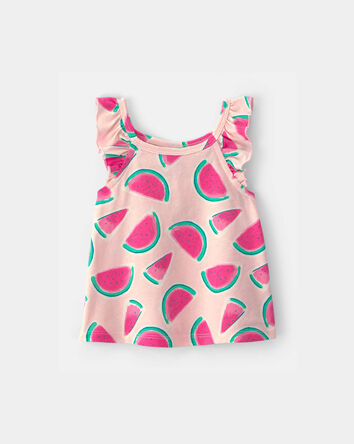 Baby Girl Watermelon Ruffle-Sleeve Tank Top - Pink, 