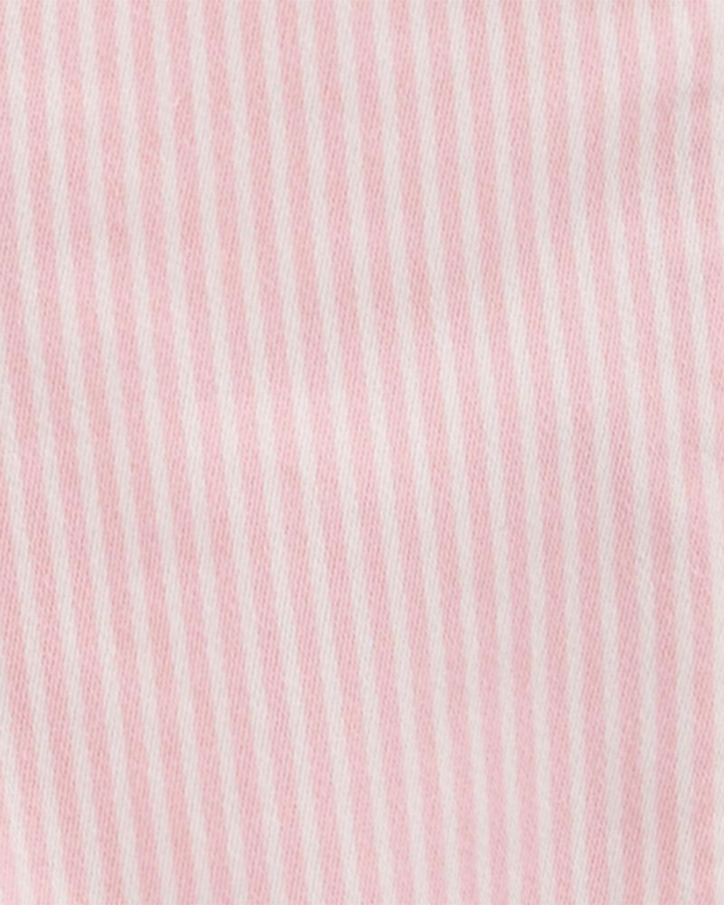 Tout-petit Salopette en denim tricot&eacute; &agrave; rayures hickory - Rose, image 3 sur 3 diapositives