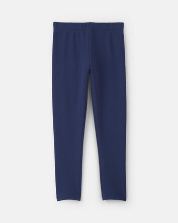 Girls Fleece Pull-On Stretch Leggings - Navy Blue, 