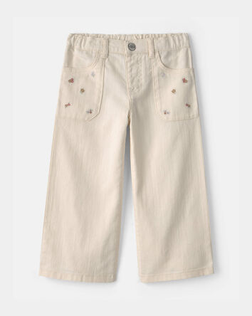 Toddler Girl Floral Twill Pants - Cream, 