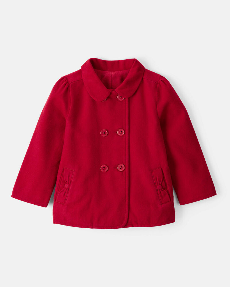 Toddler Girl Long-Sleeve Fashion Peacoat - Red, image 1 of 6 slides