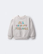 Toddler Girl 'In My Feelings' Wide-Arm Sweatshirt - Heathered Grey, image 2 of 6 slides