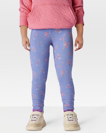 Toddler Floral-Print Stretch Leggings - Blue, 