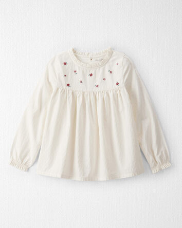 Filles - Haut à manches longues en coton biologique à imprimé floral, 