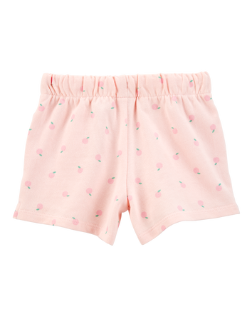 Toddler Peach Print Pull-On French Terry Shorts, 