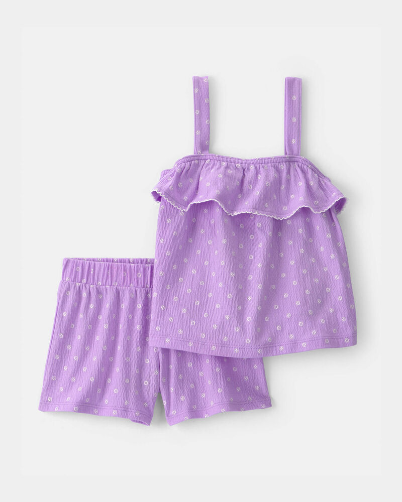 Toddler Girl 2-Piece Ruffle Tank Top & Short Set - Purple, image 1 of 3 slides