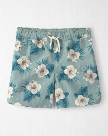 Boys Recycled Swim Trunks in Blue Hibiscus, 