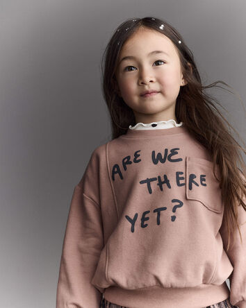 Toddler 'Are We There Yet' Pullover Sweatshirt - Mocha Brown, 