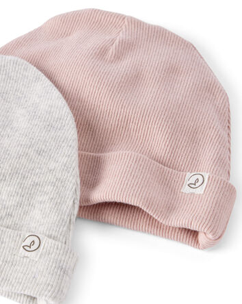 B&eacute;b&eacute; Emballage de 2 bonnets en coton c&ocirc;tel&eacute; biologique, 