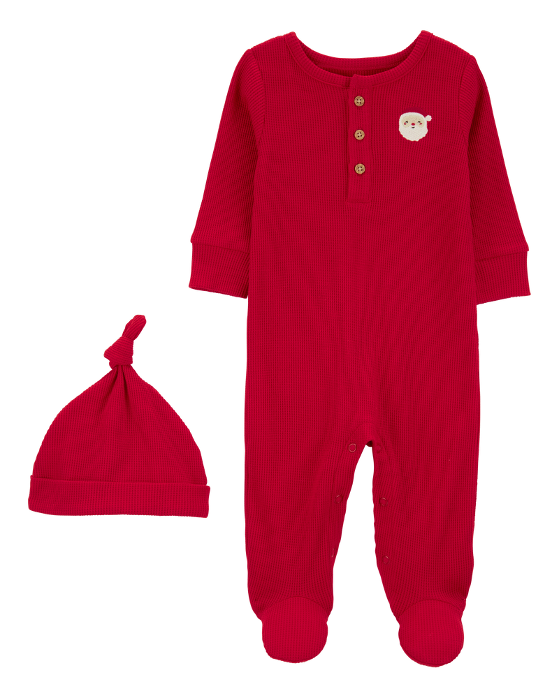 Baby 2-Piece Red Santa Sleeper Set, image 1 of 3 slides