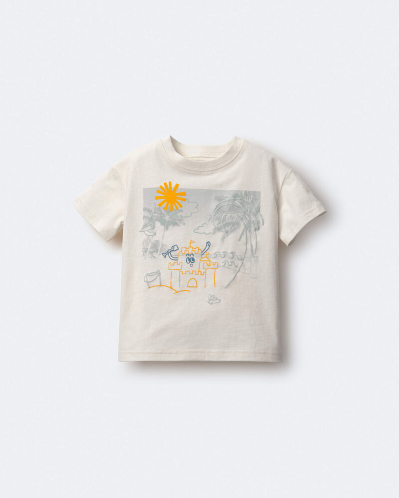 Tout-petit - T-shirt d&eacute;contract&eacute; &agrave; imprim&eacute; de plage - Cr&egrave;me, image 2 sur 6 diapositives