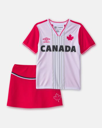 Girls 2-Piece Umbro Canada Soccer Jersey & Skort Set - Red/White, 