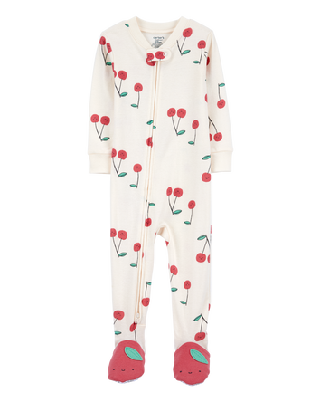 Toddler 1-Piece Cherry Print 100% Snug Fit Cotton Footie Pyjamas, 