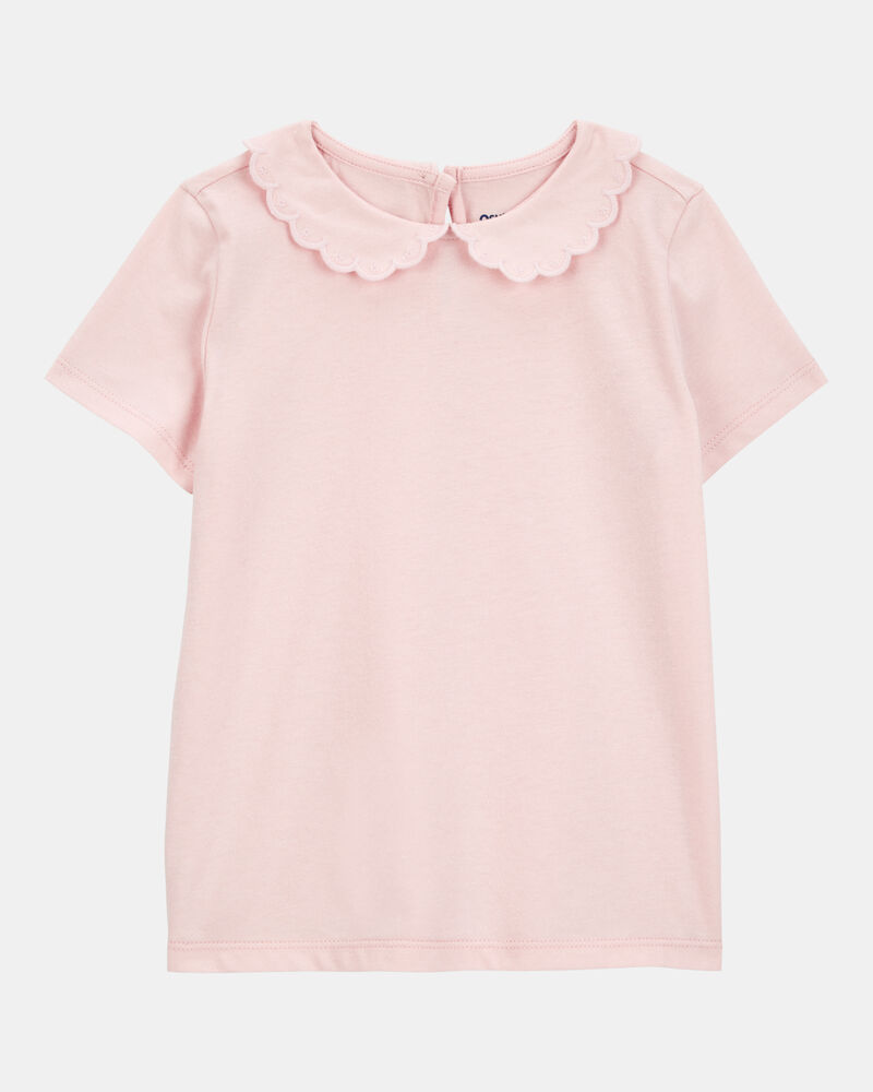 Toddler Scalloped Collar Short-Sleeve Top - Pink, image 1 of 3 slides