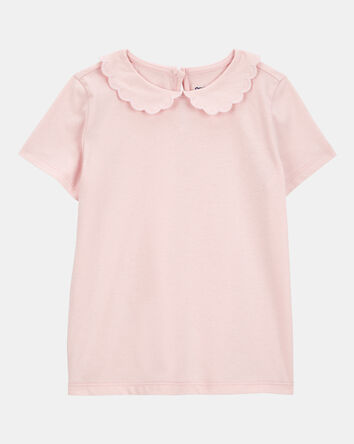 Toddler Scalloped Collar Short-Sleeve Top - Pink, 