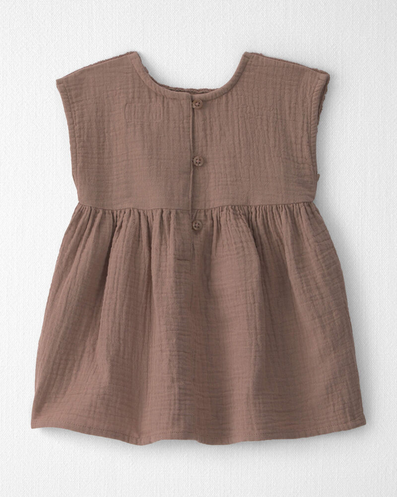 B&eacute;b&eacute; fille - Robe en gaze de coton biologique et crochet, image 2 sur 5 diapositives