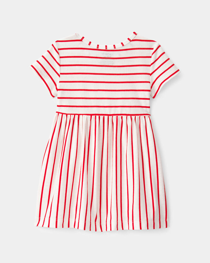 Baby Girl Striped Short-Sleeve Dress - Red/Ivory, image 2 of 4 slides