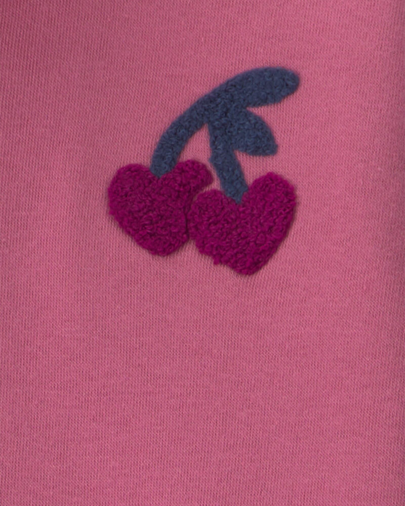 Girls 2-Piece Cherry Fleece Quarter Zip & Pant Set - Pink, image 4 of 5 slides