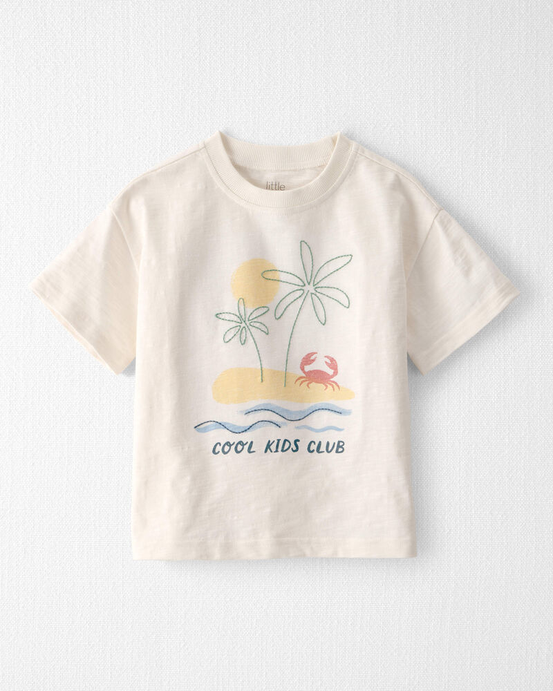 Toddler Organic Cotton Tee in Beach Print, image 1 of 4 slides