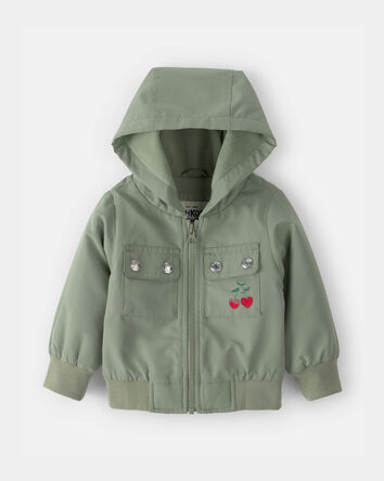 Baby Girl Cherry Midweight Utility Jacket - Green, 