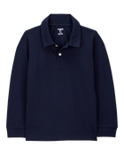 Kid Pique Long-Sleeve Polo Shirt - Navy, image 1 of 3 slides