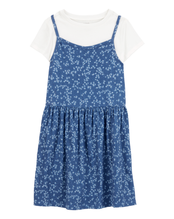 Kid 2-Piece Tee & Floral Dress Set - Blue/White, 