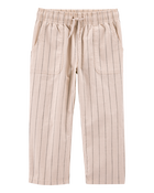 Toddler Striped Pull-On Cotton Pants - Brown, image 1 of 6 slides