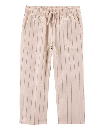 Toddler Striped Pull-On Cotton Pants - Brown, 