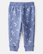 Baby Girl Heart Print French Terry Drawstring Joggers - Blue, image 2 of 4 slides