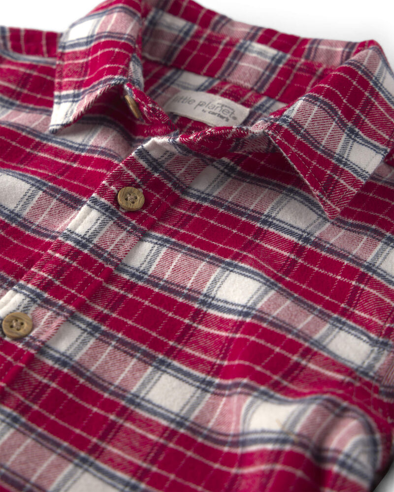 Baby Boy Organic Cotton Flannel Button-Down Shirt, image 3 of 4 slides