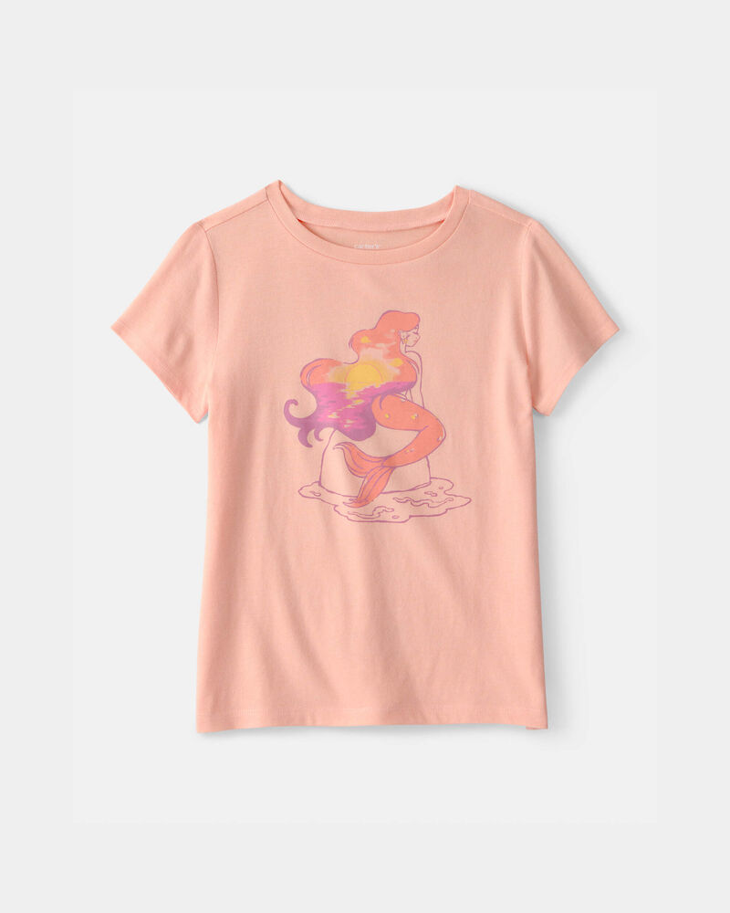 Girls Mermaid Graphic Tee - Orange, image 1 of 3 slides